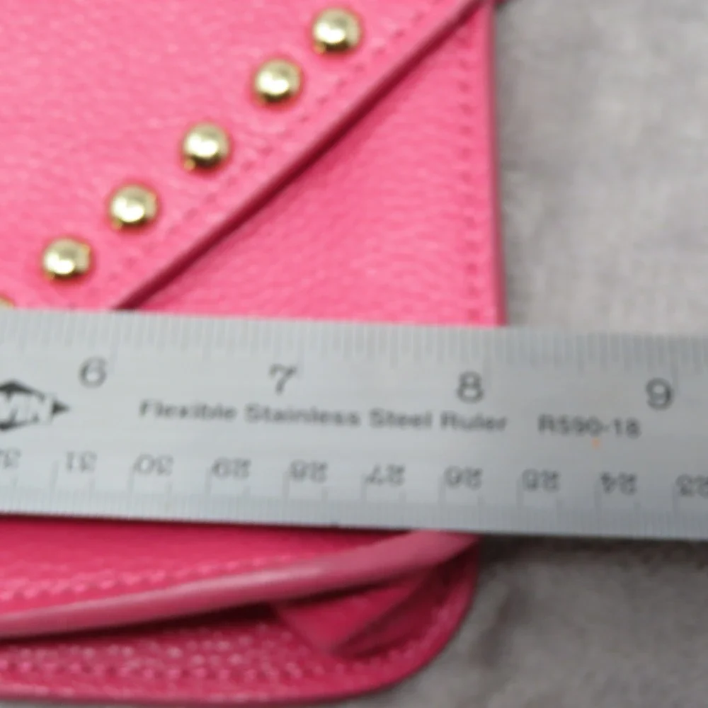 BTB Los Angeles Hot Pink Rocker Biker Styling Leather Gold Studded Crossbody Bag
